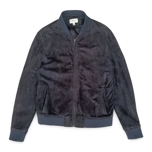 Reiss Mens Dilan Suede Zip Bomber Jacket in Denim Blue - Large - Picture 1 of 19
