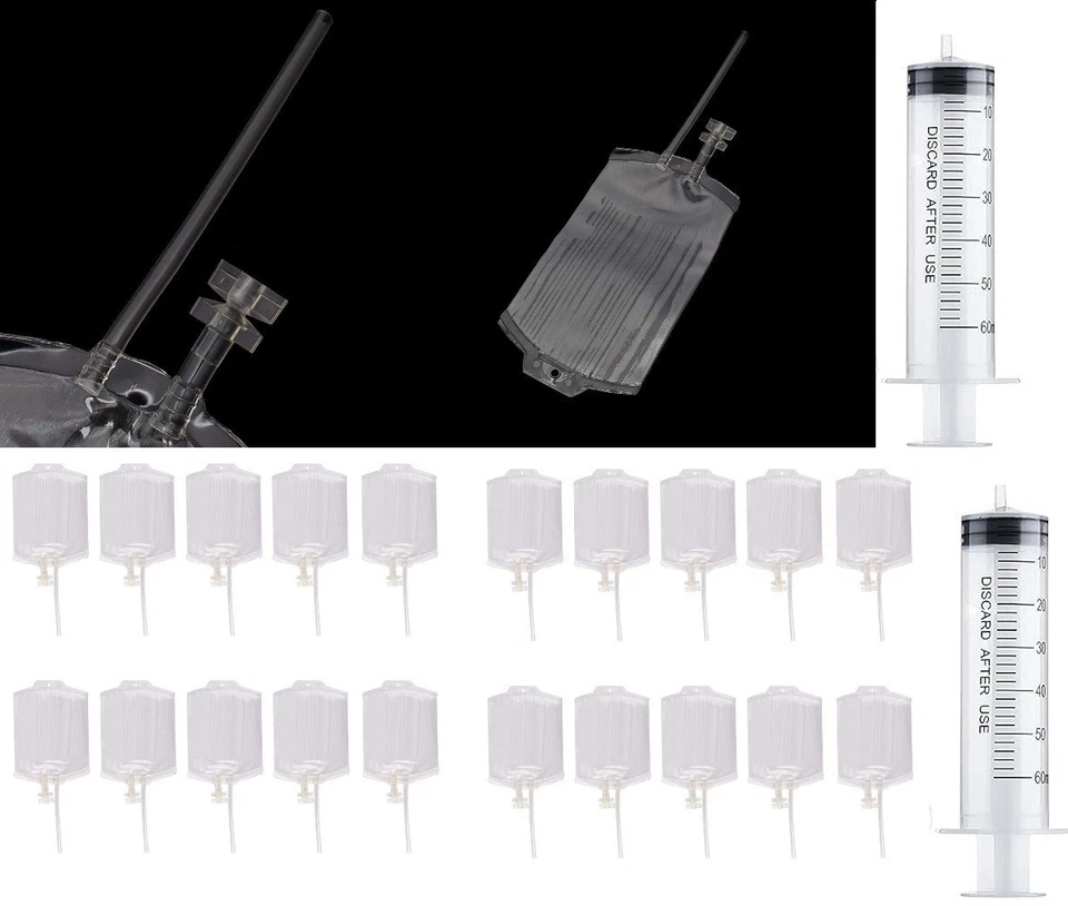 🆕🎃 血袋道具 吸血鬼万圣节派对 Cosplay 可重复使用饮料袋 20 件 — 第 1/1 张图片