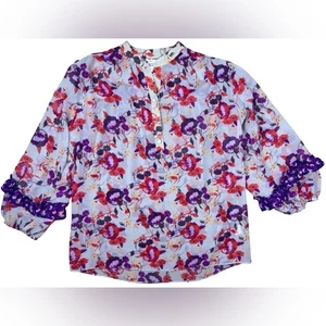 Misa Los Angeles Bluse Blumenmuster mehrfarbig transparent 3/4 Arm Damen XS - Bild 1 von 8