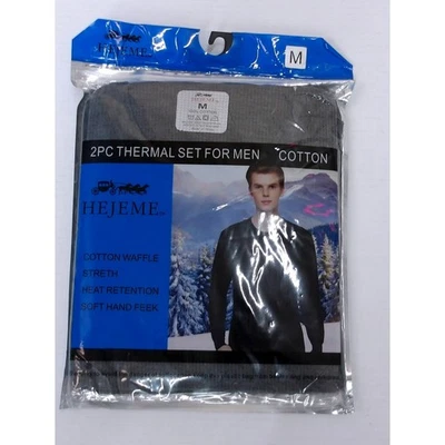 Juego de 2 piezas de ropa interior térmica para hombre algodón gofre elástico retención de calor talla M / #9198 Foto 1 de 4