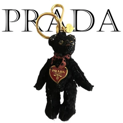 PRADA Key Ring Keychain Bag Charm Bear Black Red Authentic - Image 1 of 4