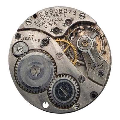Elgin National Watch Co. USA Mechanical Watch Movement 15 Jewels Floral Dial... - Image 1 of 4