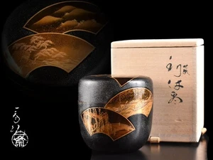 Y3619:XF Japanese Wooden Lacquer ware Issai Chahira made Rikyu TEA CADDY Natsume - Picture 1 of 12