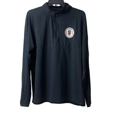 MLB New Era SF Gaints Shirt Mens Size Medium Black Pullover Long Sleeve 1/4 Zip - Image 1 of 4