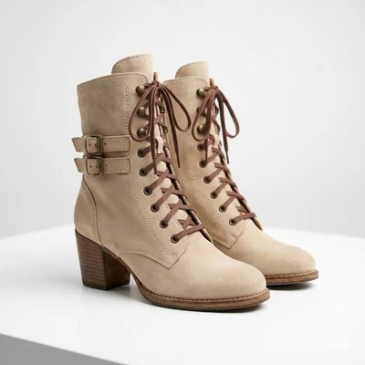 Botas Holding Horses Anthropologie EU 40 US 9 9.5 Cuero Crema Con Cordones Boho  Foto 1 de 4