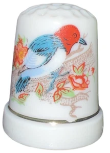 Vintage Thimble Porcelain Fine Bone China Woodpecker Bird on a Branch - Picture 1 of 3