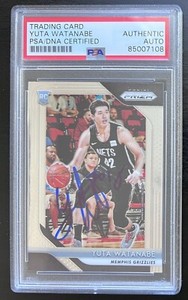 YUTA WATANABE SIGNED 2018-19 PANINI PRIZM BASKETBALL ROOKIE CARD *PSA* AUTO