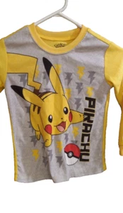 PIKACHU POKEMON boys 4-5 pajama pj shirt top long sleeve yellow - Picture 1 of 3