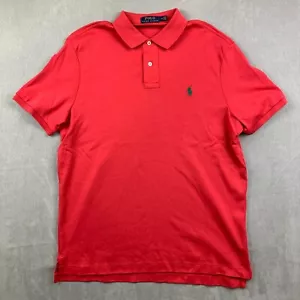 Ralph Lauren Mens Shirt Medium Salmon Pink Red Polo Short Sleeve Preppy Luxury - Imagen 1 de 7