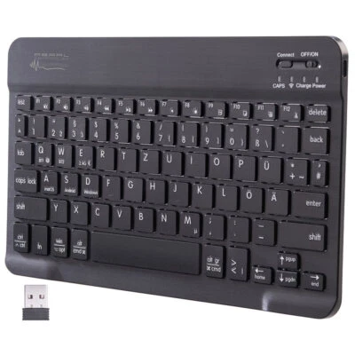 GeneralKeys 2er Kompakte Multi-Device-Akku-Funktastatur mit Bluetooth, QWERTZ - Bild 1 von 4