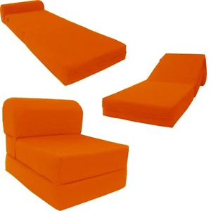 Flip Chair Folding Foam Beds, Foldable Guest Sofa Bed, Couch 6x24x70, Orange - Picture 1 of 2