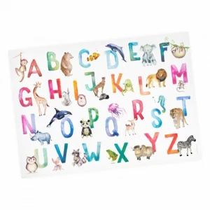 Kinder Lernposter Tier ABC Watercolor - Wanddeko Kinderzimmer - Bild 1 von 5