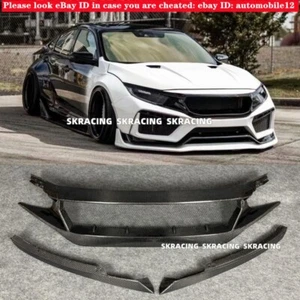 Carbon Fiber Front Grille Fit 2016-21 Honda Civic 10th Gen FK8 Type R T-R Style - Picture 1 of 19