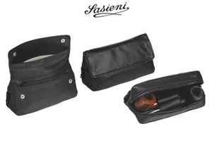 TOBACCO HOLDER BORSA PORTATABACCO 2 PIPE E ACCESSORI IN NAPPA SASIENI IS905 - Imagen 1 de 2