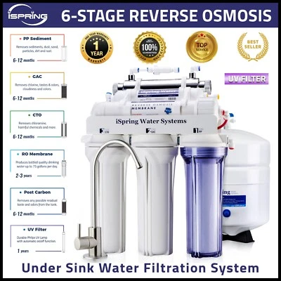 iSpring RCC7U NSF Certified 6 Stage Under-Sink Reverse Osmosis System + UV - Image 1 of 4