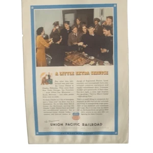 Vintage 1943 Union Pacific Railroad Little Extra Service Ad Advertisement - Picture 1 of 4