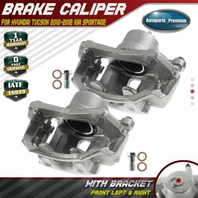 Par de pinzas de freno de disco delanteras con soporte para Hyundai Tucson Kia Sportage tracción delantera Foto 1 de 4
