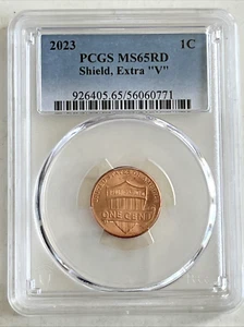 2023 Extra V PCGS MS 65 RD Lincoln Shield Cent Error Variety Penny 771 - Picture 1 of 4