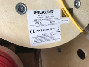 1000' Black Box EVNSL0604A-1000 Cat 6 Bulk Network Cable 1000ft - Yellow *Fl - Picture 1 of 1