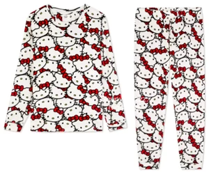 Ladies Velour Fleece Pyjamas HELLO KITTY Women 6 to 24 Soft Touch PJs Primark - Picture 1 of 12