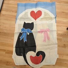 Vintage Valentine's Day Outdoor Large Decorative Flag Two Cats in Love
