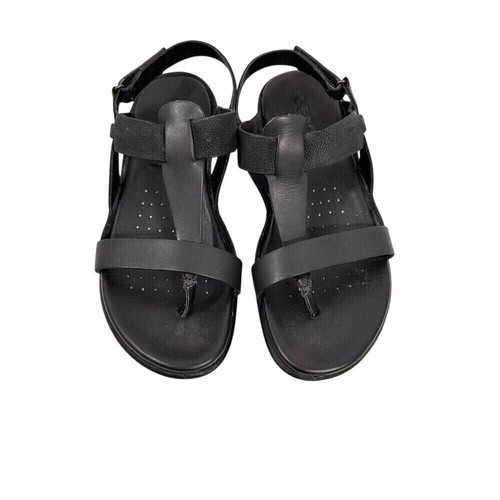 Sandali ECCO donna neri gladiatore pelle cinturino scarpe basse comode taglia 37