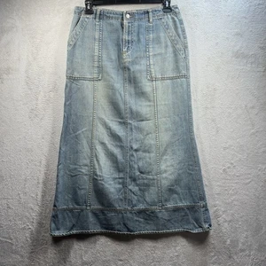 Old Navy Denim Jean Maxi Skirt Women's Size 10 Y2K 100% Cotton Vintage Bohemian - Picture 1 of 7