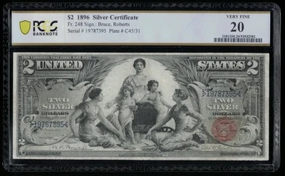 SC 1896 $2 Fr.248 Silver Certificate PCGS 20 - Very Fine (395) - Image 1 of 3