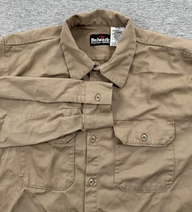 Bulwark FR Shirt Mens Large Brown Button Up Flame Resistant 2112 CAT2 Work - Picture 1 of 13