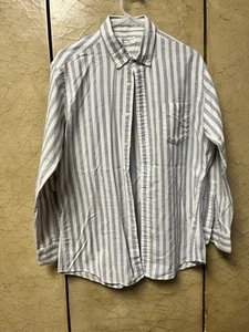 yves saint laurent men Button Down Vintage Shirt 16 1/2 Cotton Blue Stripes - Picture 1 of 5