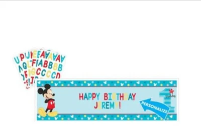 Mickey Mouse Divertido para Ser Uno Disney Niños 1er Cumpleaños Fiesta Decoración Banner Kit Foto 1 de 4