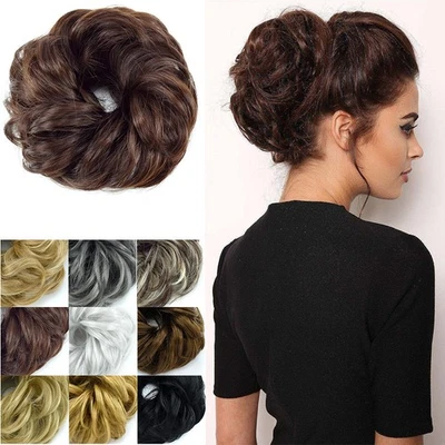 Hair Bun Ponytail Thick Curly Messy Bun Hair Piece Scrunchie Updo Hair Extension - Image 1 of 4