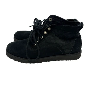UGG Women’s Bethany Chukka Suede Sheepskin Boots Black Size 7.5 LaceUp #1012532 - Picture 1 of 12