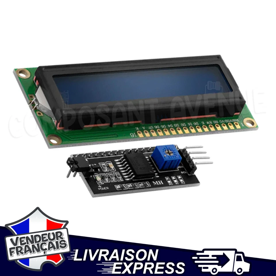 MODULE LCD 1602 + I2C HD44780 SOUDÉ AFFICHAGE ÉCRAN ARDUINO RASPBERRY BLEU [584] - Photo 1/1