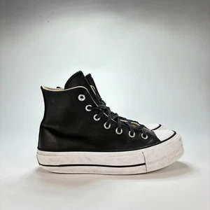 Zapatos altos Converse Chuck Taylor All Star de cuero negro con plataforma para mujer talla 6 - Imagen 1 de 9