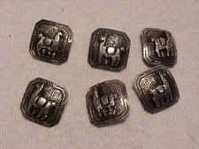 6 VINTAGE STERLING SILVER BUTTONS WITH LLAMAS ON THEM