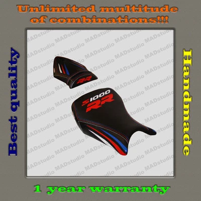 Capa de assento design personalizado BMW S1000RR 12-14 preto+vermelho-azul-branco_tiras 001 - Imagem 1 de 4