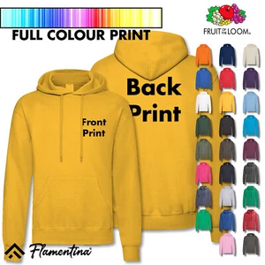 Personalised Mens Hoodie Fruit of the Loom Hooded Sweatshirt Custom Printed Top - Picture 1 of 47