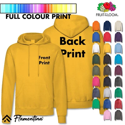 Personalised Mens Hoodie Fruit of the Loom Hooded Sweatshirt Custom Printed Top - Image 1 of 4
