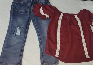 Lot Of 2 Girls Size 7 Vigoss Jeans,Speed Limit Blouse - Picture 1 of 7