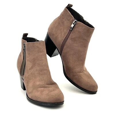 Liz Claiborne Refined Comfort Faux Suede Womens Ankle Booties Side Zippers 10M - Image 1 of 4
