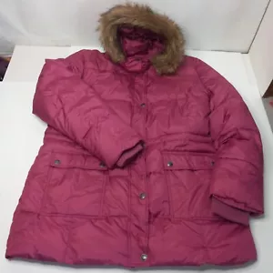 Route 66 Women Coat Size XL Full Zip Faux Fur Lined Hood Padded Jacket Parka - Picture 1 of 9