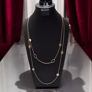 Collar Largo Capas Doble Hilo Tono Dorado Delicado Simple - Imagen 1 de 8