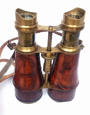 6 INCH Antique Solid Brass Binoculars for Adults and Kids with Leather - Image 1 of 4