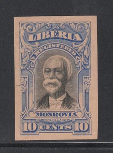 Liberia # F13 IMPERF COLOR TRIAL in BLUE On Pink Paper 1903 Registration Set - Picture 1 of 1