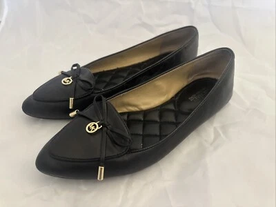Michael Kors Loafers Flat Black Leather Gold Bow Tassel 7.5 US - Image 1 of 4