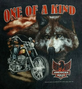 Camiseta American Biker Única De Colección Años 90 Puntada Única Emblema 3D Hombres Talla L - Imagen 1 de 5