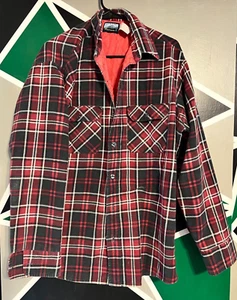 Vintage Fieldmaster Red Plaid Heavy Flannel Jacket Made In USA Men's Large - Picture 1 of 6