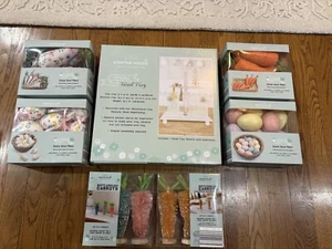 White Wooden 2 Tiered Tray And Easter Fillersfor Holiday Decor Display Stand Lot - Picture 1 of 10