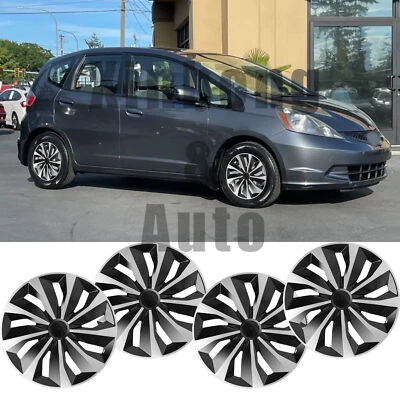 15" 4Pcs Wheel Covers Snap On Hub Caps Fit R15 Tire & Steel Rim For Honda Fit Foto 1 de 4